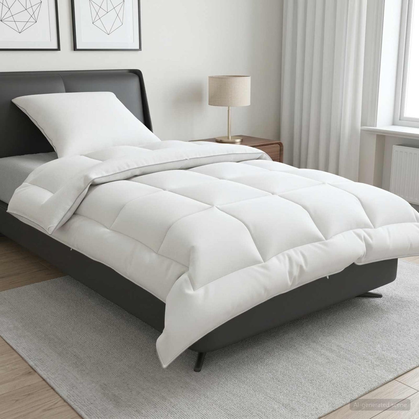 Dekbed en Kussen Set 2 st 152x203 cm Winter 450 GSM Wol Wit