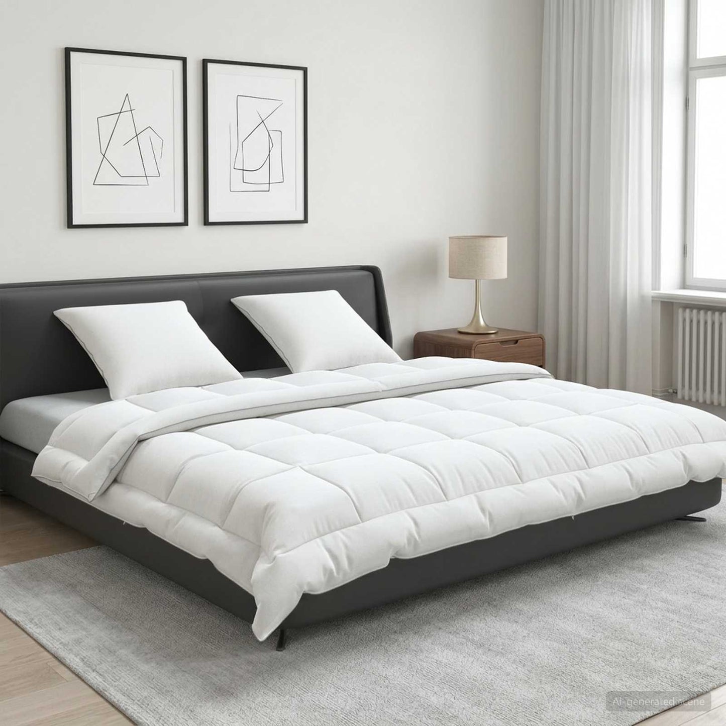 Dekbed en Kussen Set 3 st 200x200 cm Zomer 140 GSM Wol Wit