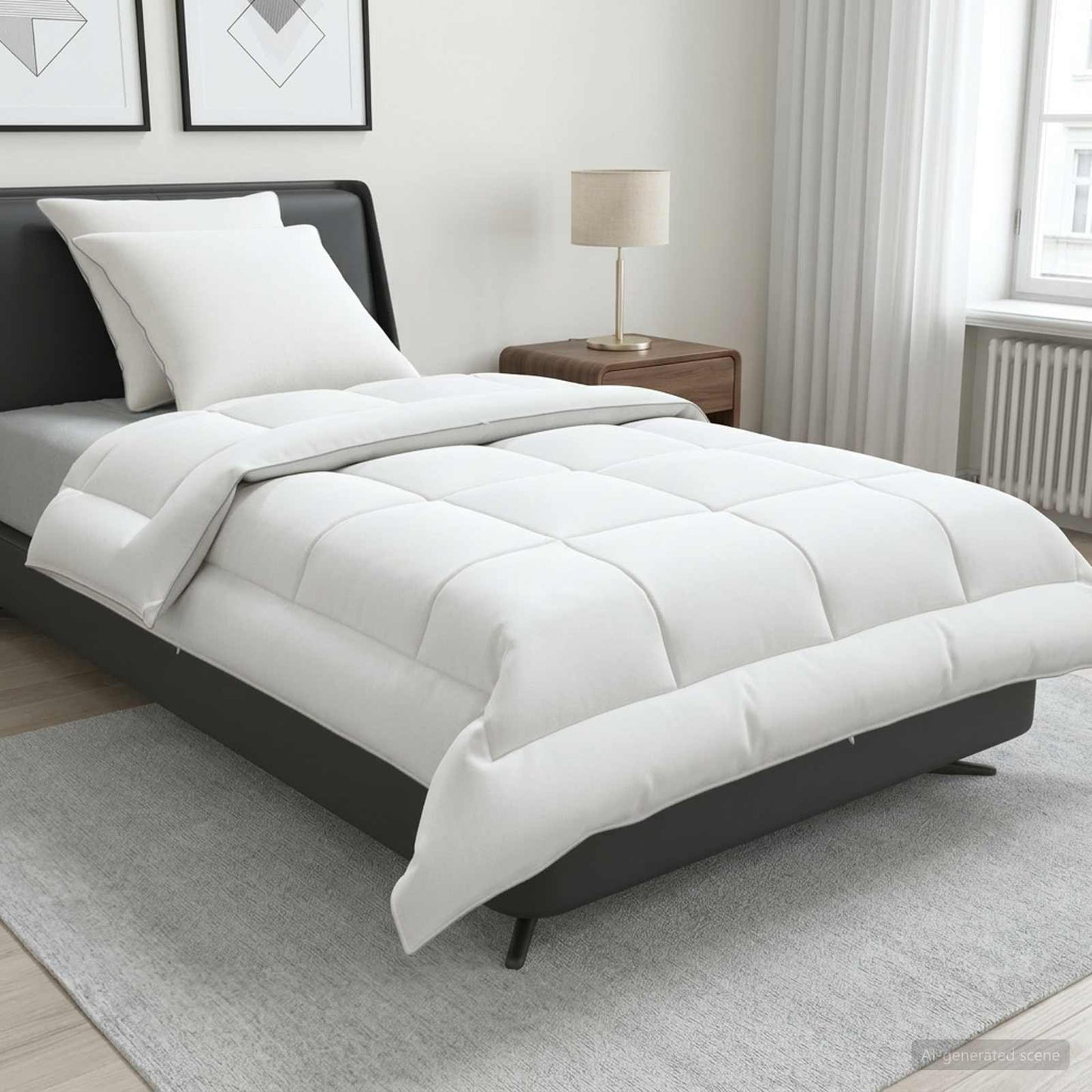 Dekbed en Kussen Set 3 st 155x220 cm Zomer 200 GSM Wol Wit
