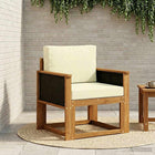 Outdoor Mid Sofa Solid Acacia Wood Natural Black Wicker