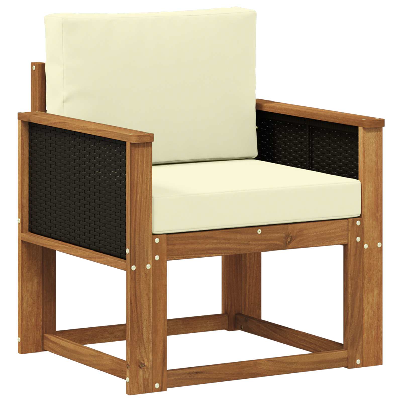 Buiten Midden Sofa Massief Acaciahout Naturel Zwart riet