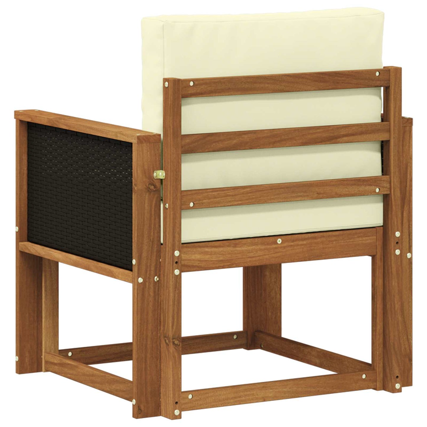 Buiten Midden Sofa Massief Acaciahout Naturel Zwart riet