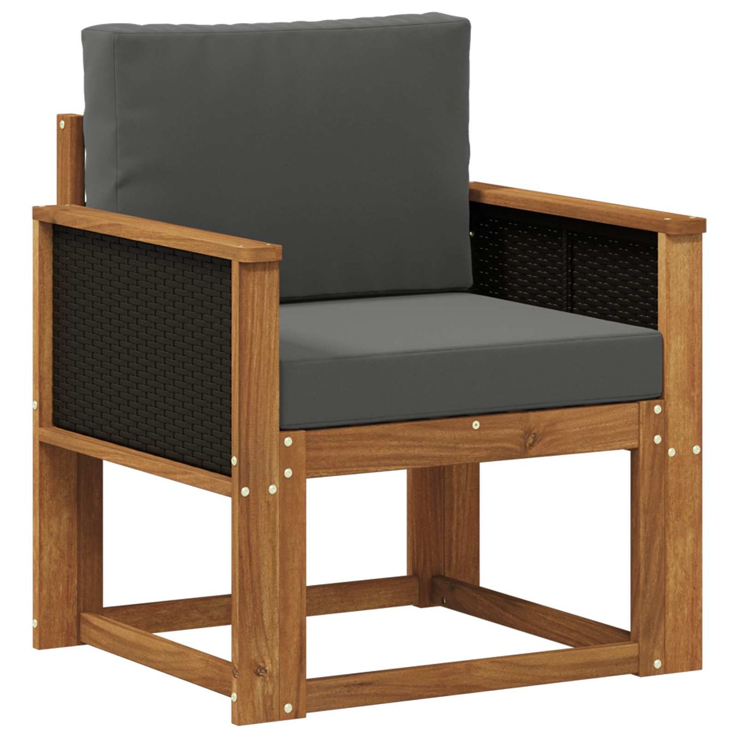 Buiten Midden Sofa Massief Acaciahout Naturel Zwart riet