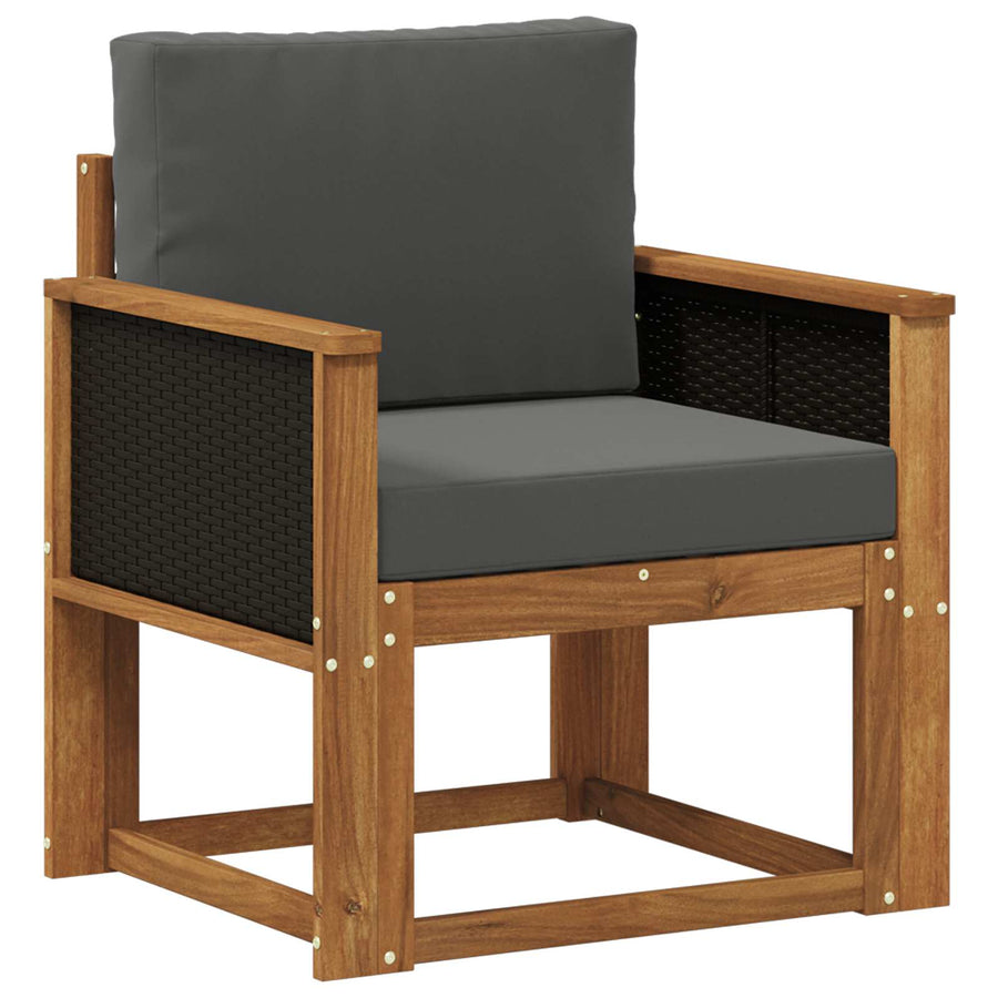 Buiten Midden Sofa Massief Acaciahout Naturel Zwart riet