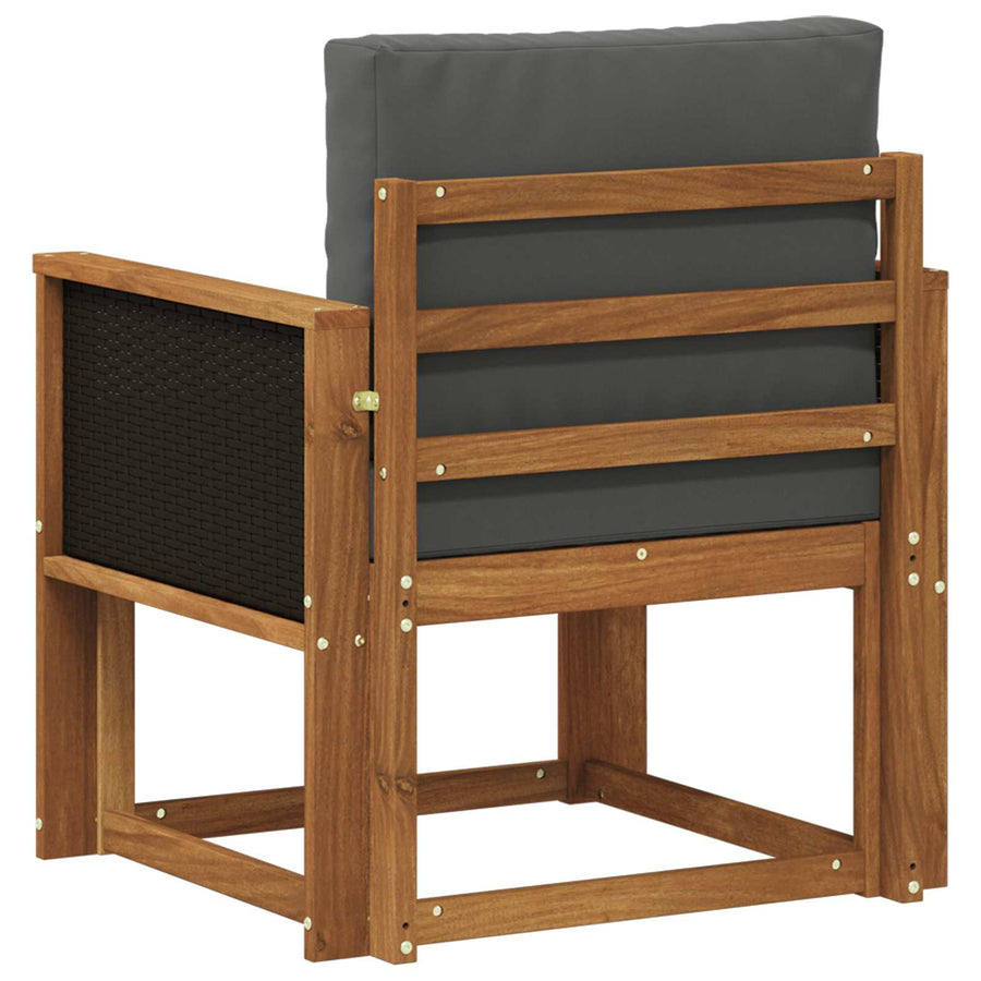 Buiten Midden Sofa Massief Acaciahout Naturel Zwart riet