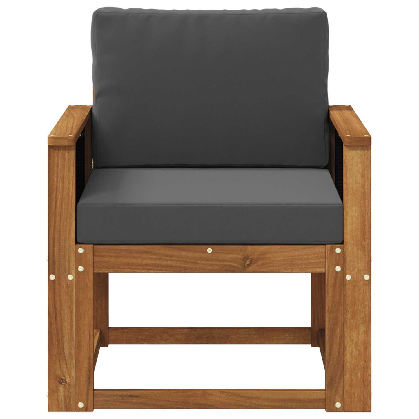 Buiten Midden Sofa Massief Acaciahout Naturel Zwart riet