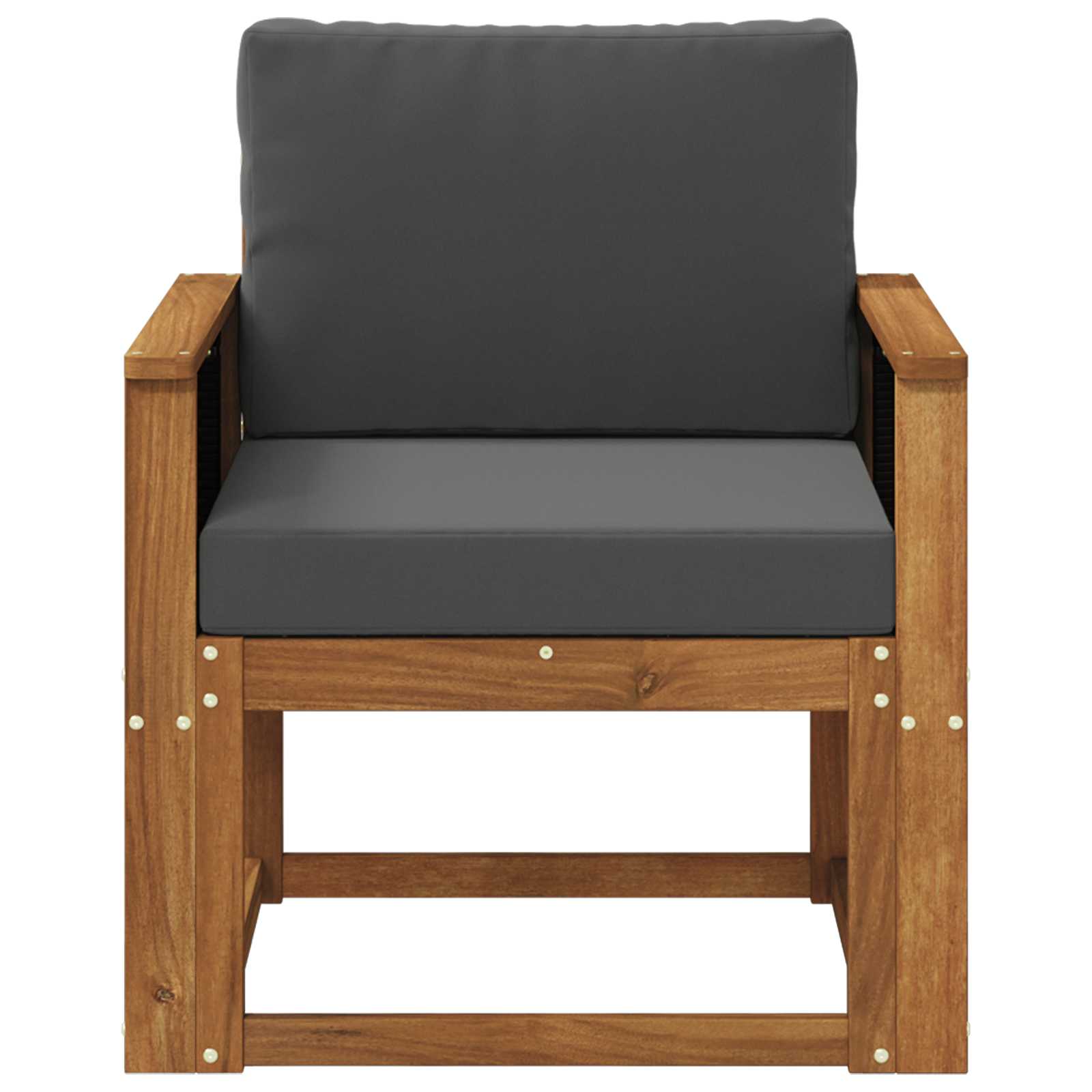 Buiten Midden Sofa Massief Acaciahout Naturel Zwart riet