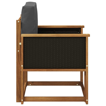 Buiten Midden Sofa Massief Acaciahout Naturel Zwart riet