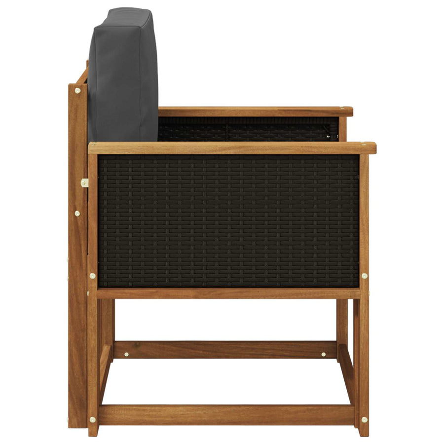 Buiten Midden Sofa Massief Acaciahout Naturel Zwart riet