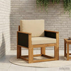 Outdoor Mid Sofa Solid Acacia Wood Natural Black Wicker