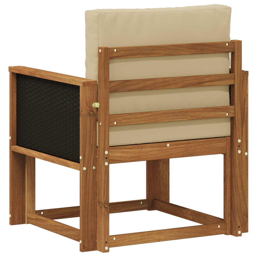 Buiten Midden Sofa Massief Acaciahout Naturel Zwart riet