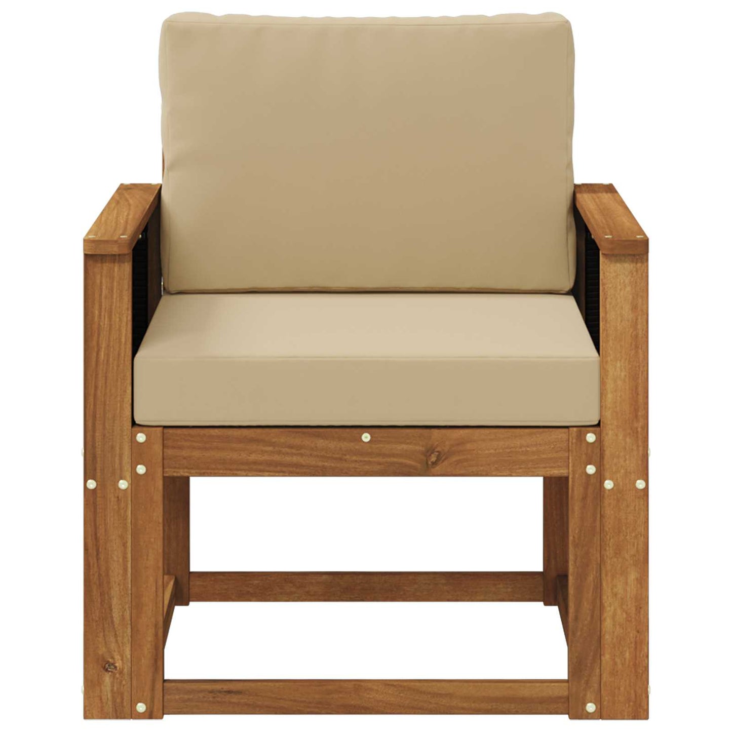 Buiten Midden Sofa Massief Acaciahout Naturel Zwart riet