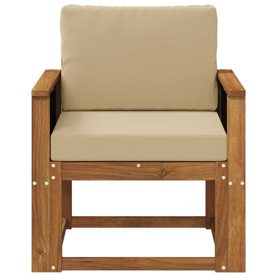 Buiten Midden Sofa Massief Acaciahout Naturel Zwart riet