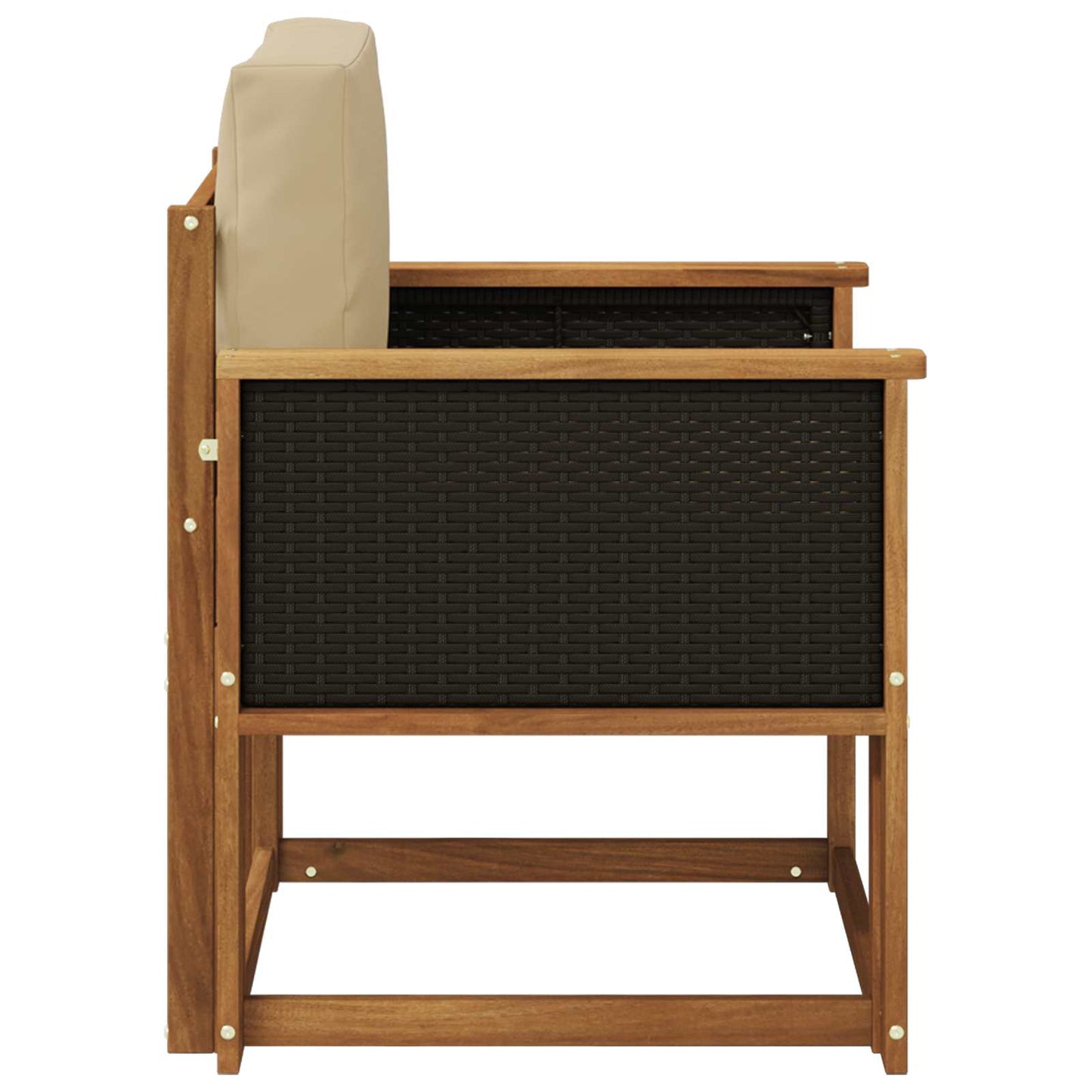 Buiten Midden Sofa Massief Acaciahout Naturel Zwart riet