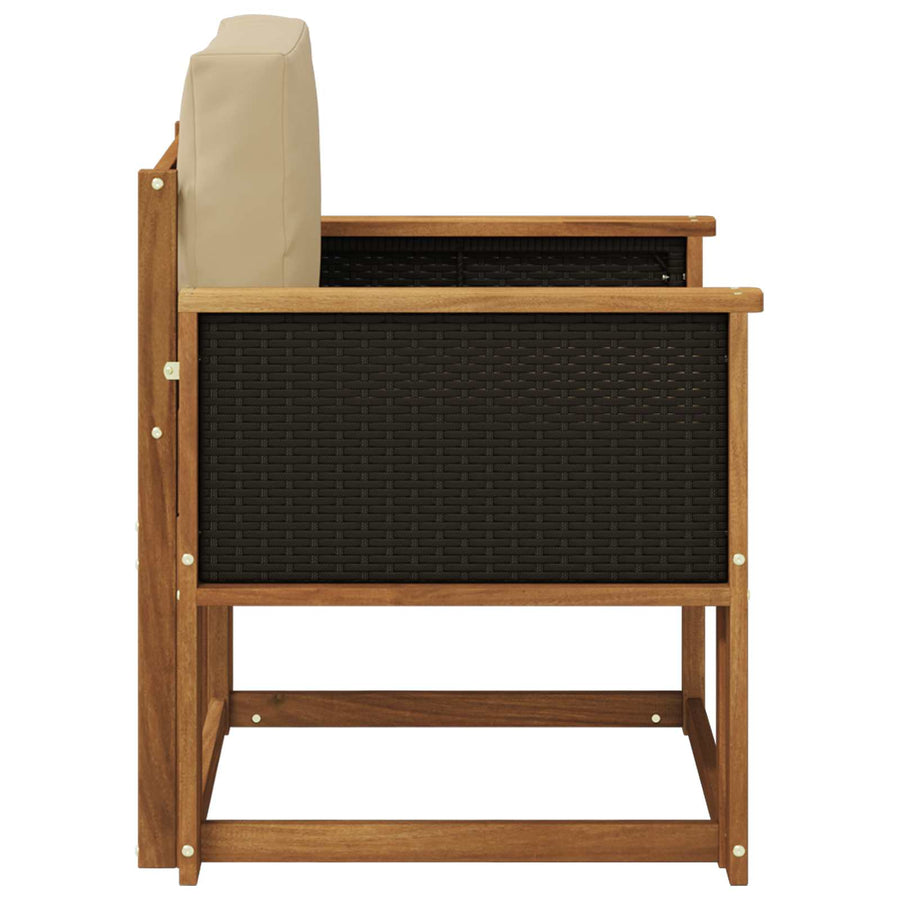 Buiten Midden Sofa Massief Acaciahout Naturel Zwart riet