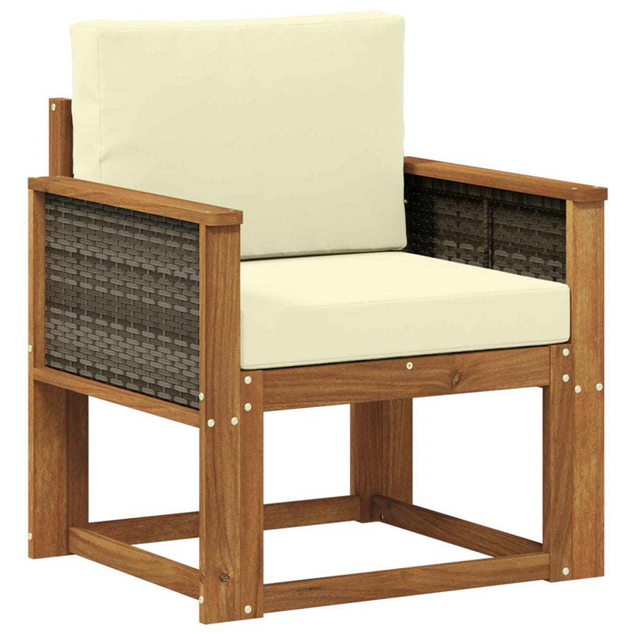 Buiten Midden Sofa Massief Acaciahout Naturel Grijs riet