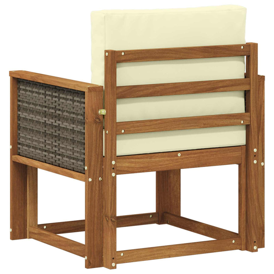 Buiten Midden Sofa Massief Acaciahout Naturel Grijs riet
