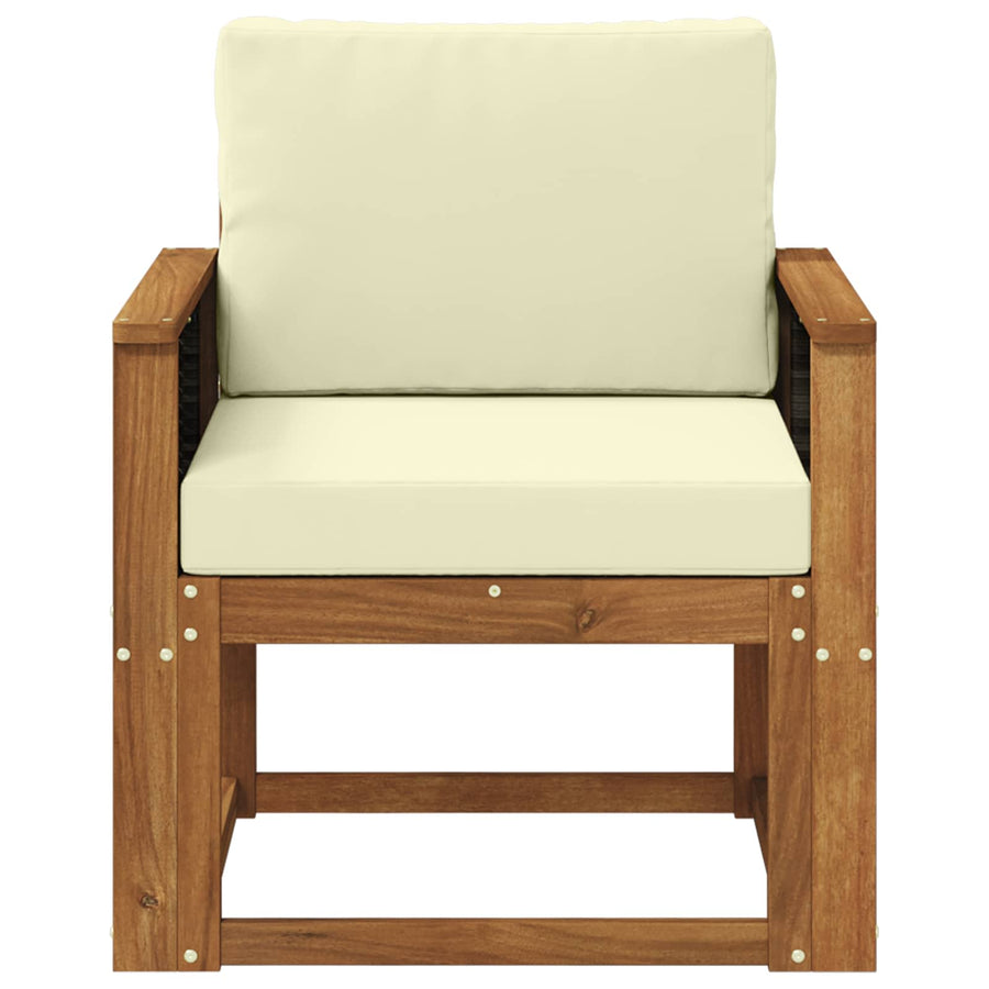 Buiten Midden Sofa Massief Acaciahout Naturel Grijs riet