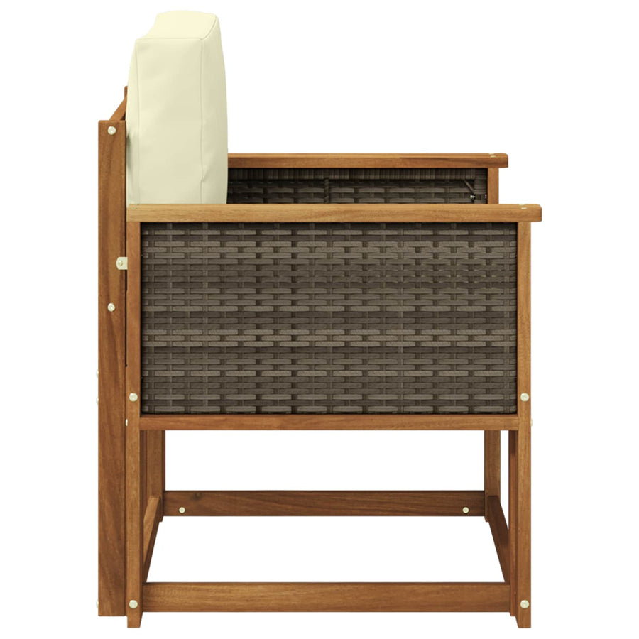 Buiten Midden Sofa Massief Acaciahout Naturel Grijs riet