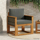 Outdoor Center Sofa Solid Acacia Wood Natural Grey Rattan