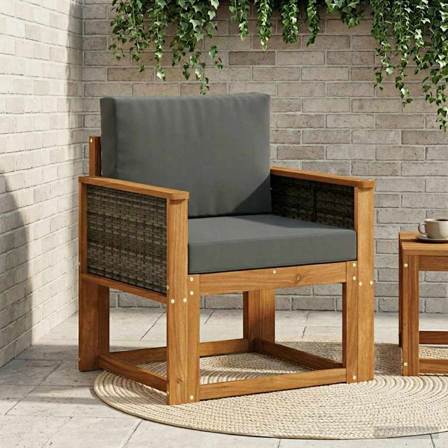 Buiten Midden Sofa Massief Acaciahout Naturel Grijs riet