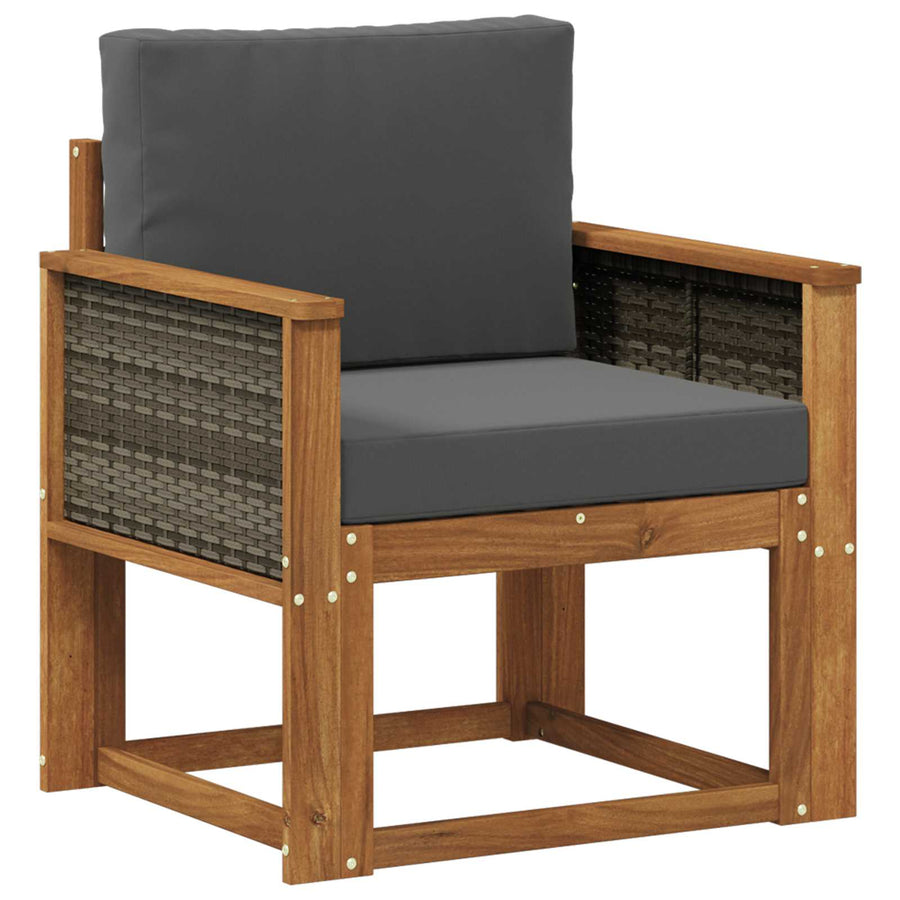 Buiten Midden Sofa Massief Acaciahout Naturel Grijs riet