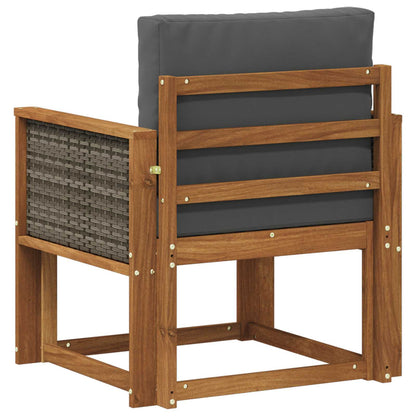 Buiten Midden Sofa Massief Acaciahout Naturel Grijs riet