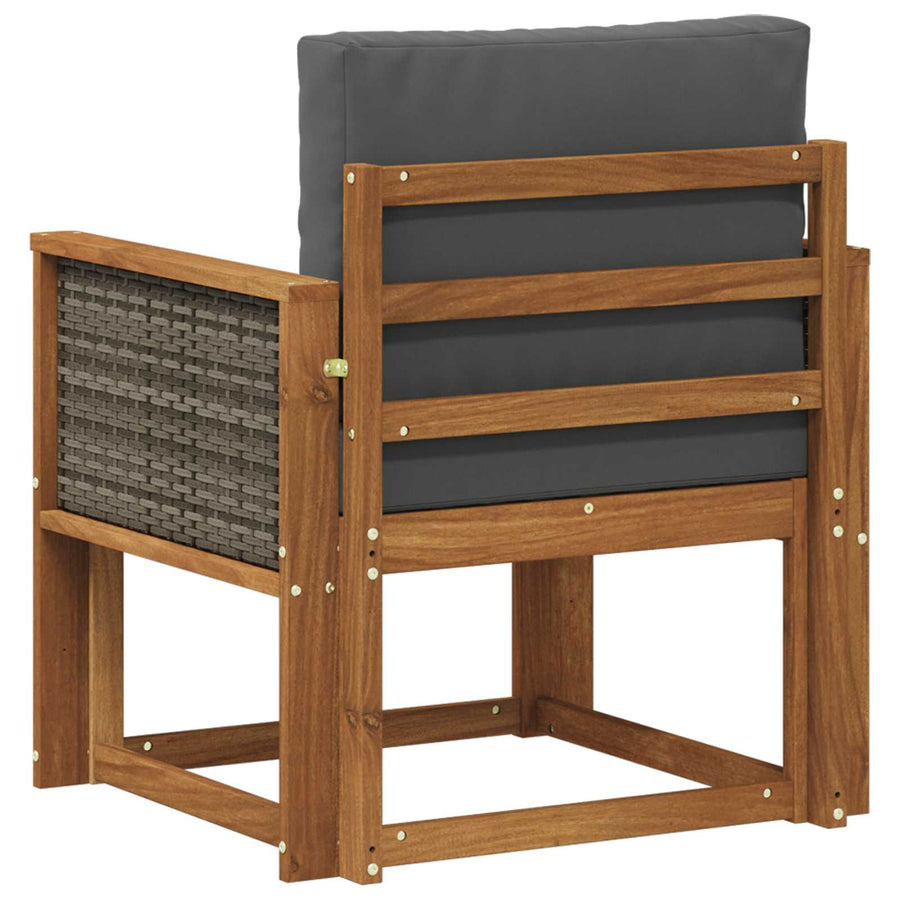 Buiten Midden Sofa Massief Acaciahout Naturel Grijs riet