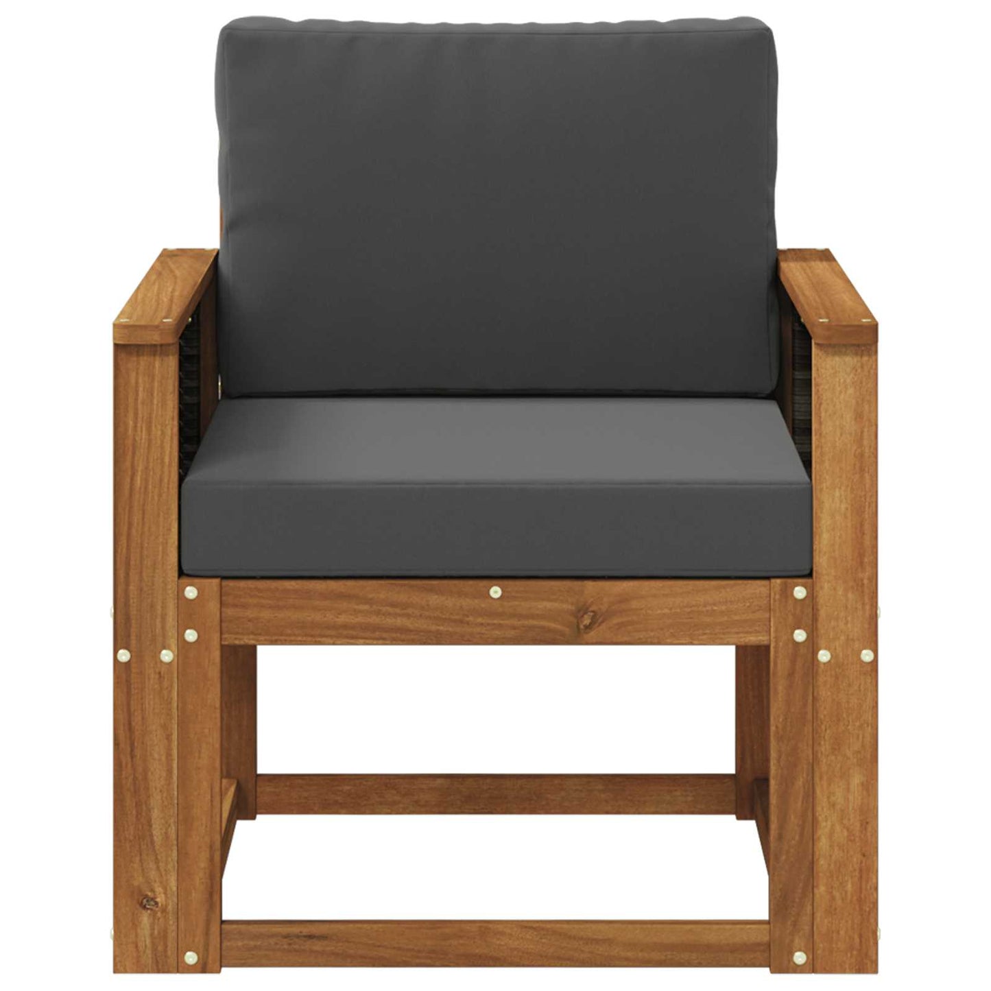 Buiten Midden Sofa Massief Acaciahout Naturel Grijs riet