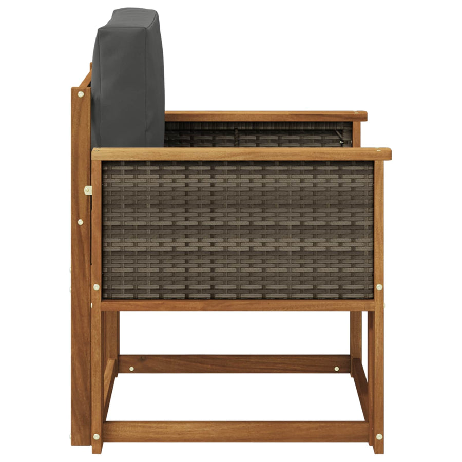 Buiten Midden Sofa Massief Acaciahout Naturel Grijs riet