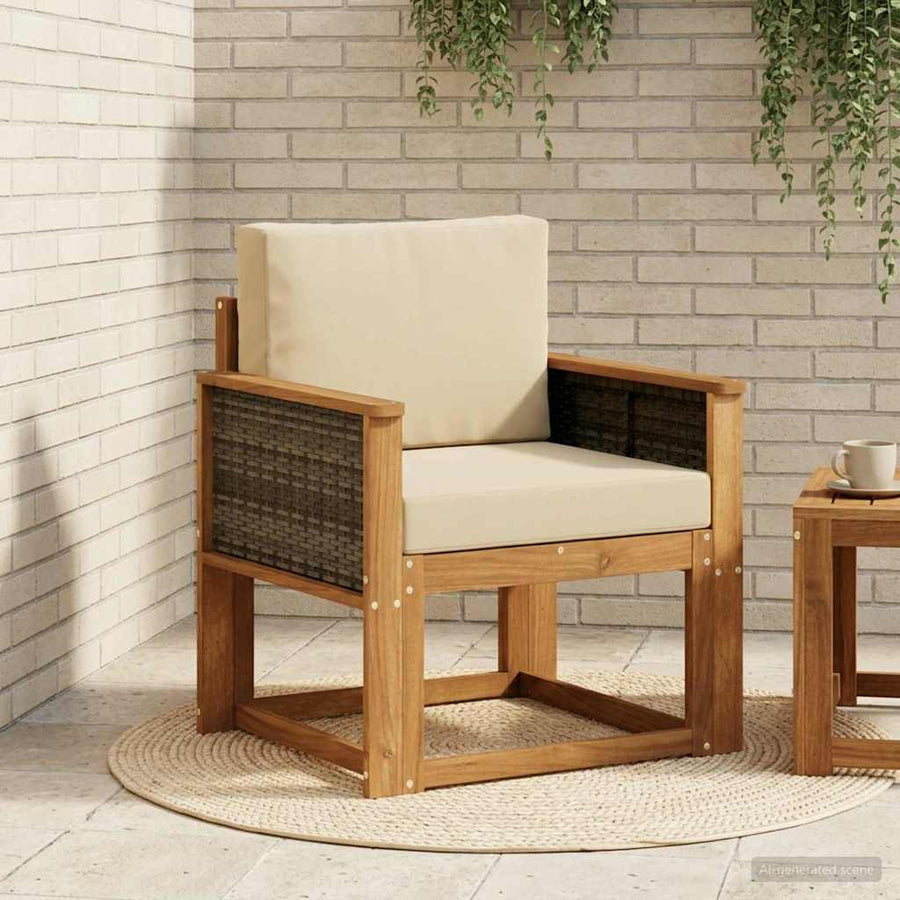 Buiten Midden Sofa Massief Acaciahout Naturel Grijs riet