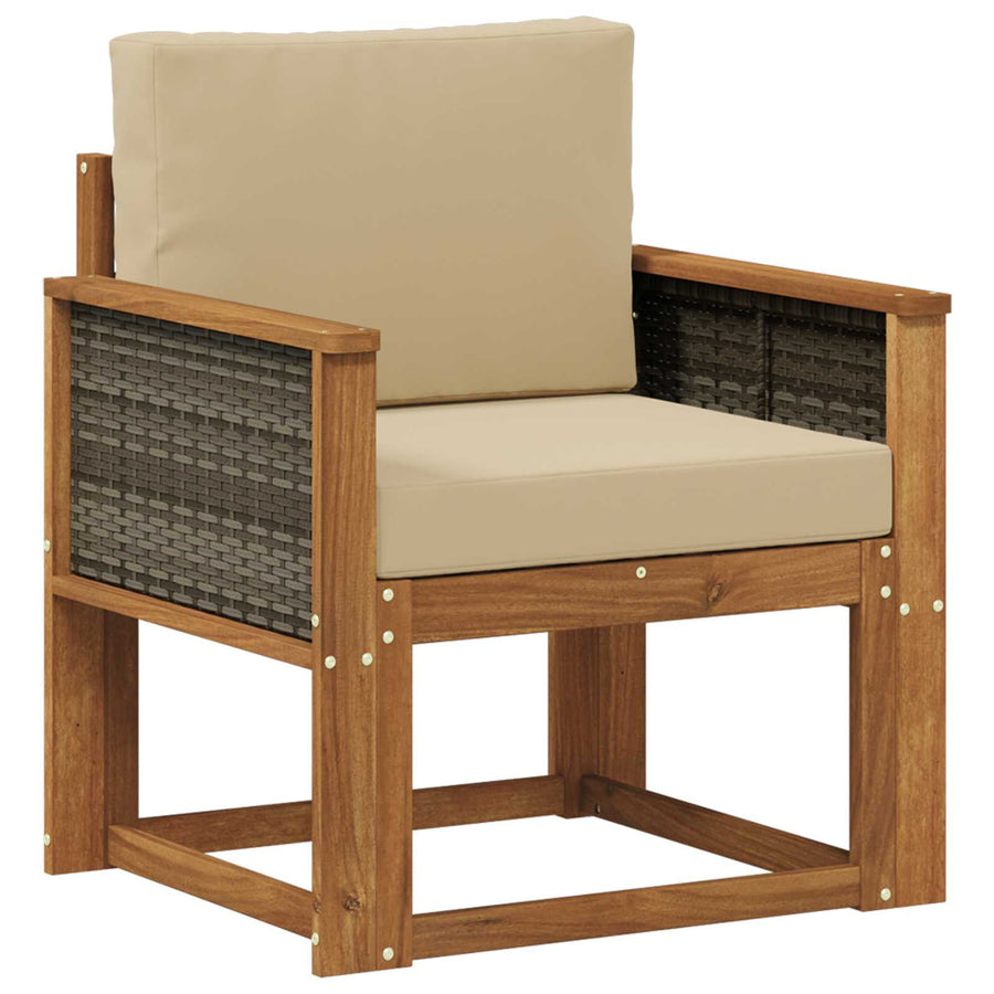 Buiten Midden Sofa Massief Acaciahout Naturel Grijs riet