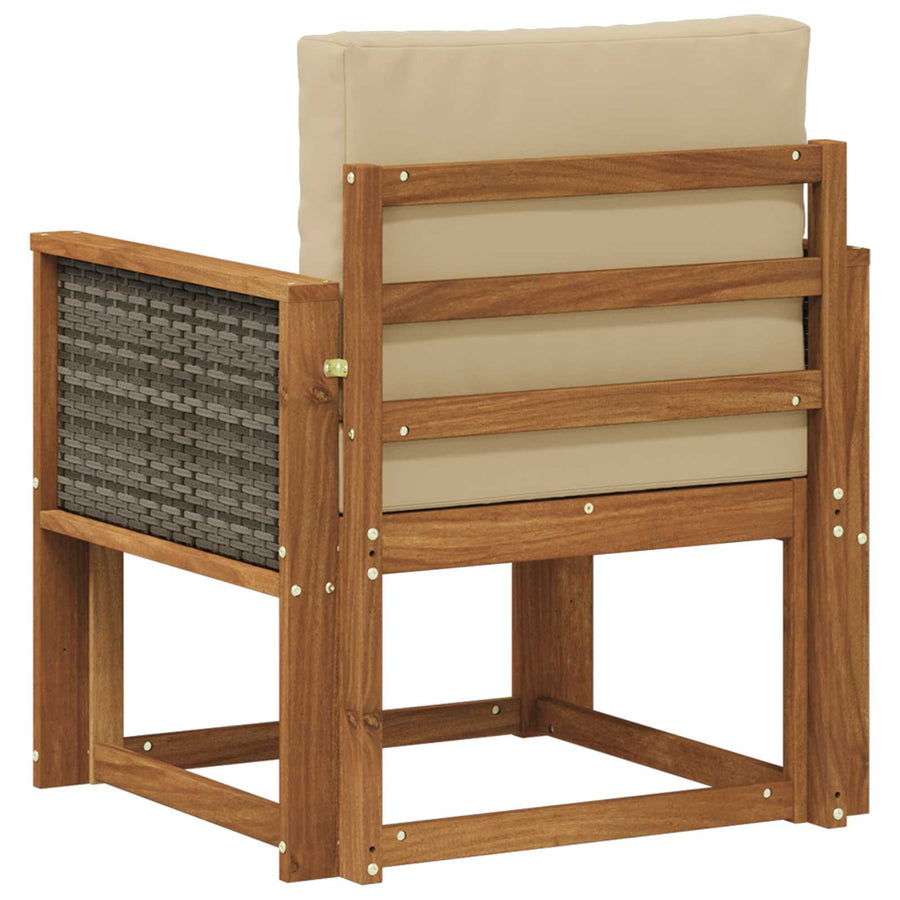 Buiten Midden Sofa Massief Acaciahout Naturel Grijs riet