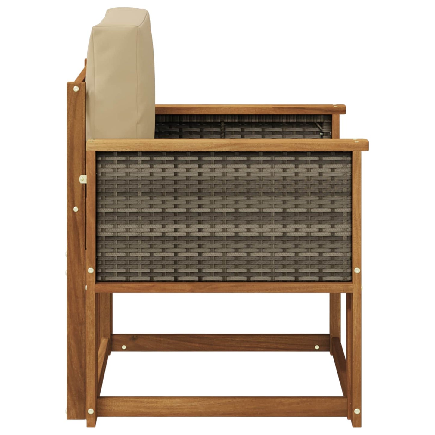 Buiten Midden Sofa Massief Acaciahout Naturel Grijs riet