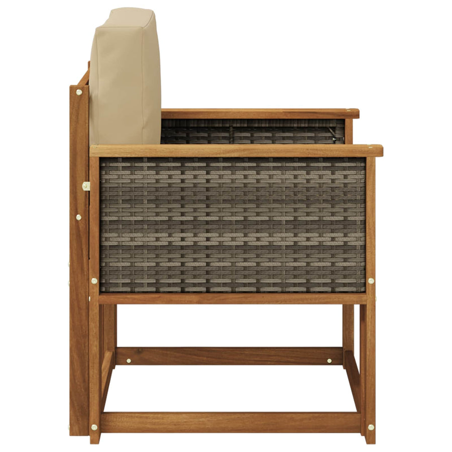 Buiten Midden Sofa Massief Acaciahout Naturel Grijs riet