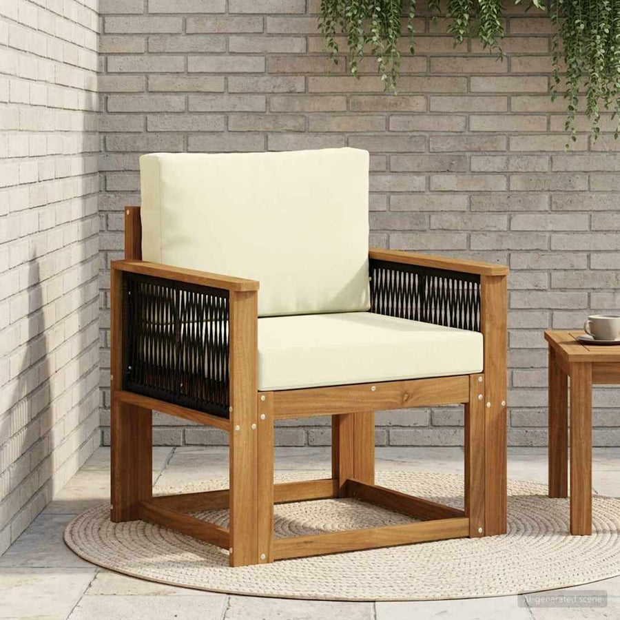 Buiten Midden Sofa Massief Acaciahout Naturel Zwart touw