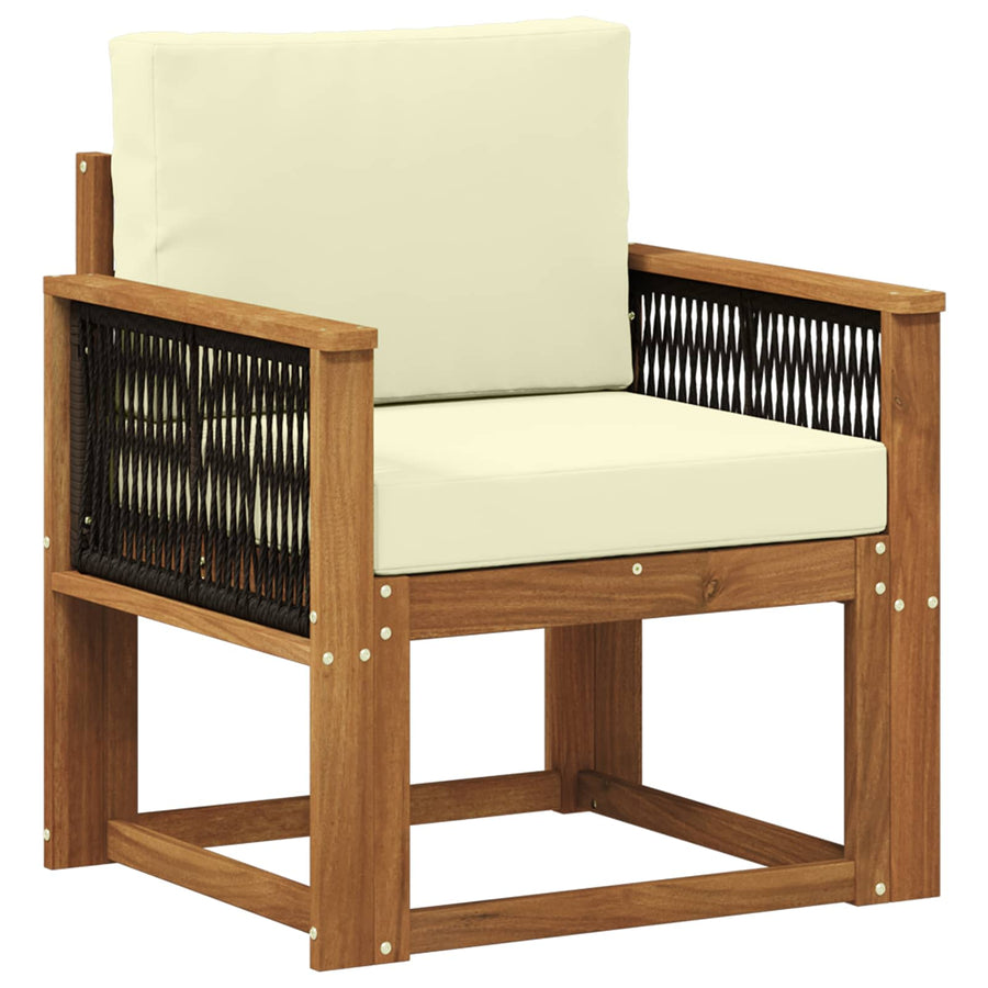 Buiten Midden Sofa Massief Acaciahout Naturel Zwart touw
