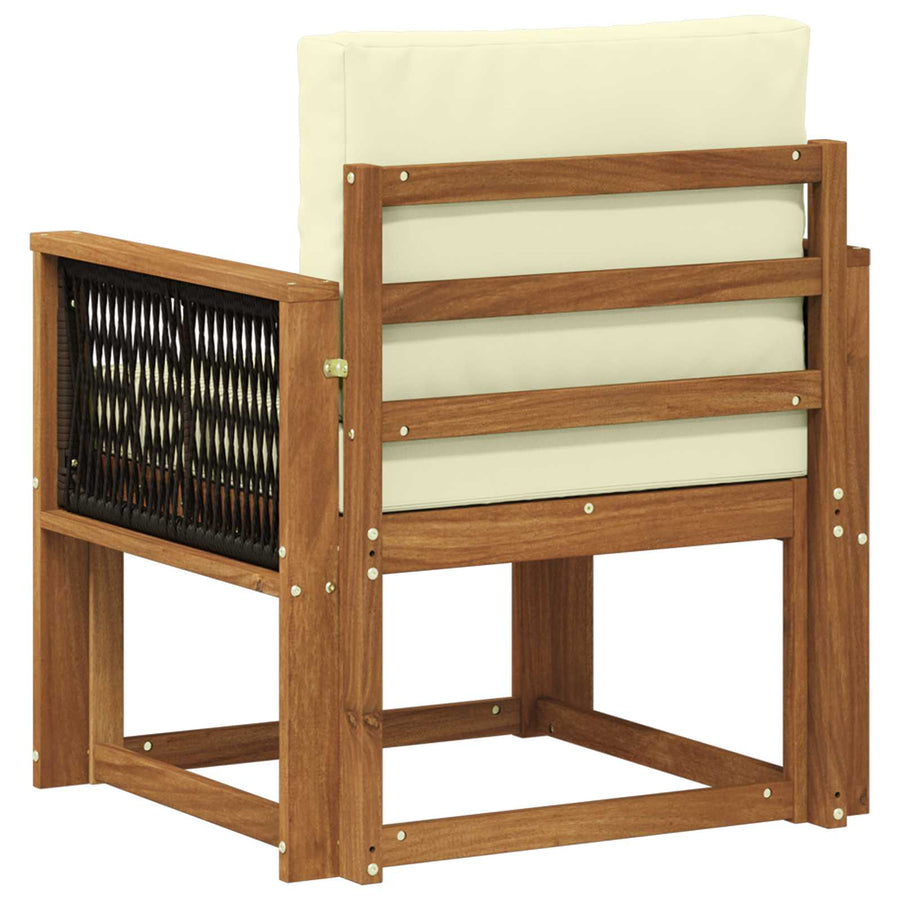 Buiten Midden Sofa Massief Acaciahout Naturel Zwart touw