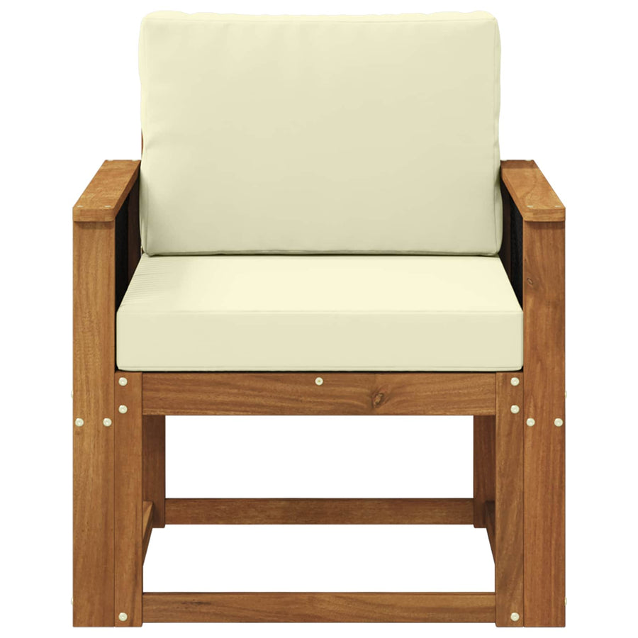 Buiten Midden Sofa Massief Acaciahout Naturel Zwart touw
