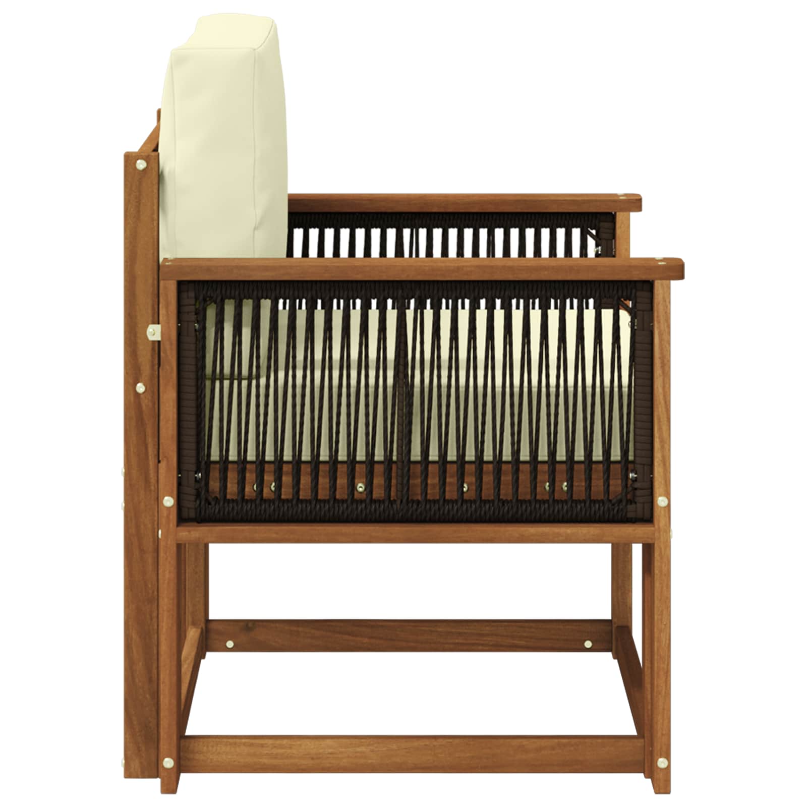Buiten Midden Sofa Massief Acaciahout Naturel Zwart touw