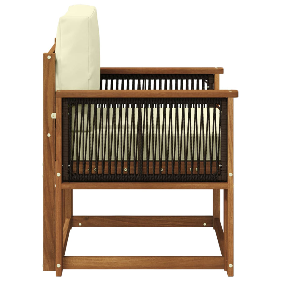 Buiten Midden Sofa Massief Acaciahout Naturel Zwart touw
