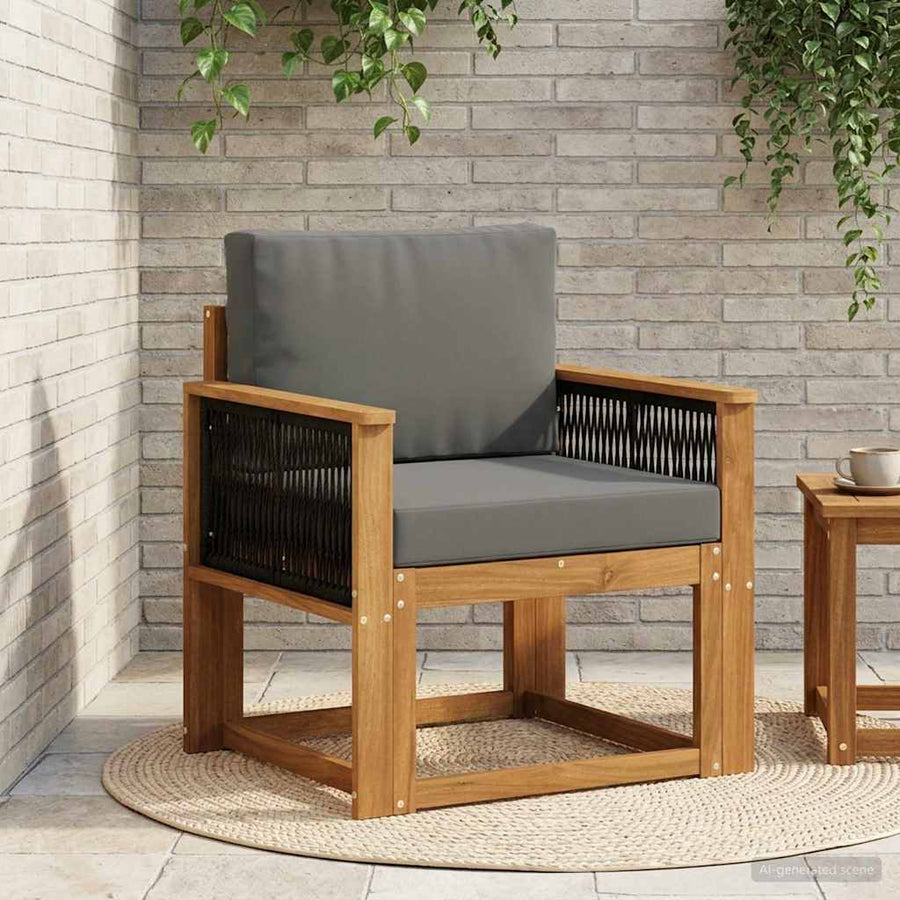 Buiten Midden Sofa Massief Acaciahout Naturel Zwart touw