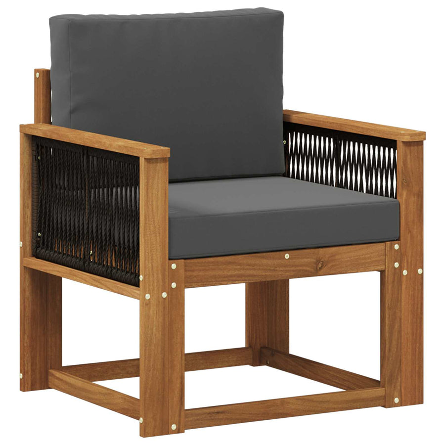 Buiten Midden Sofa Massief Acaciahout Naturel Zwart touw