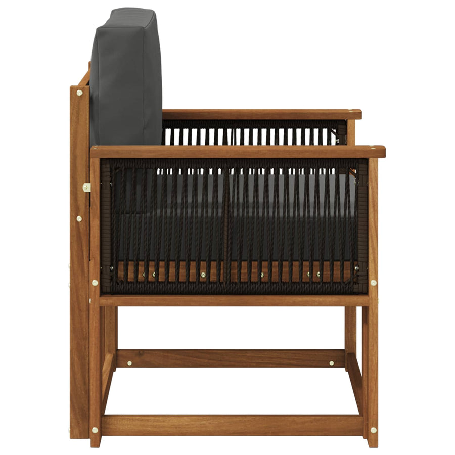 Buiten Midden Sofa Massief Acaciahout Naturel Zwart touw