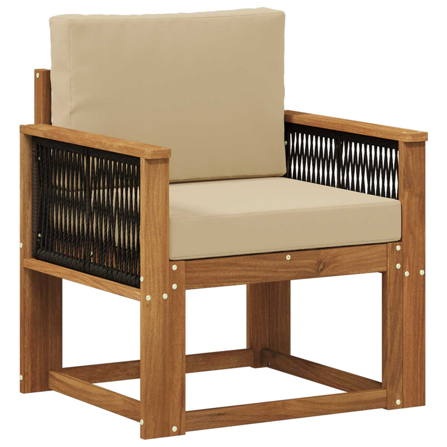 Buiten Midden Sofa Massief Acaciahout Naturel Zwart touw
