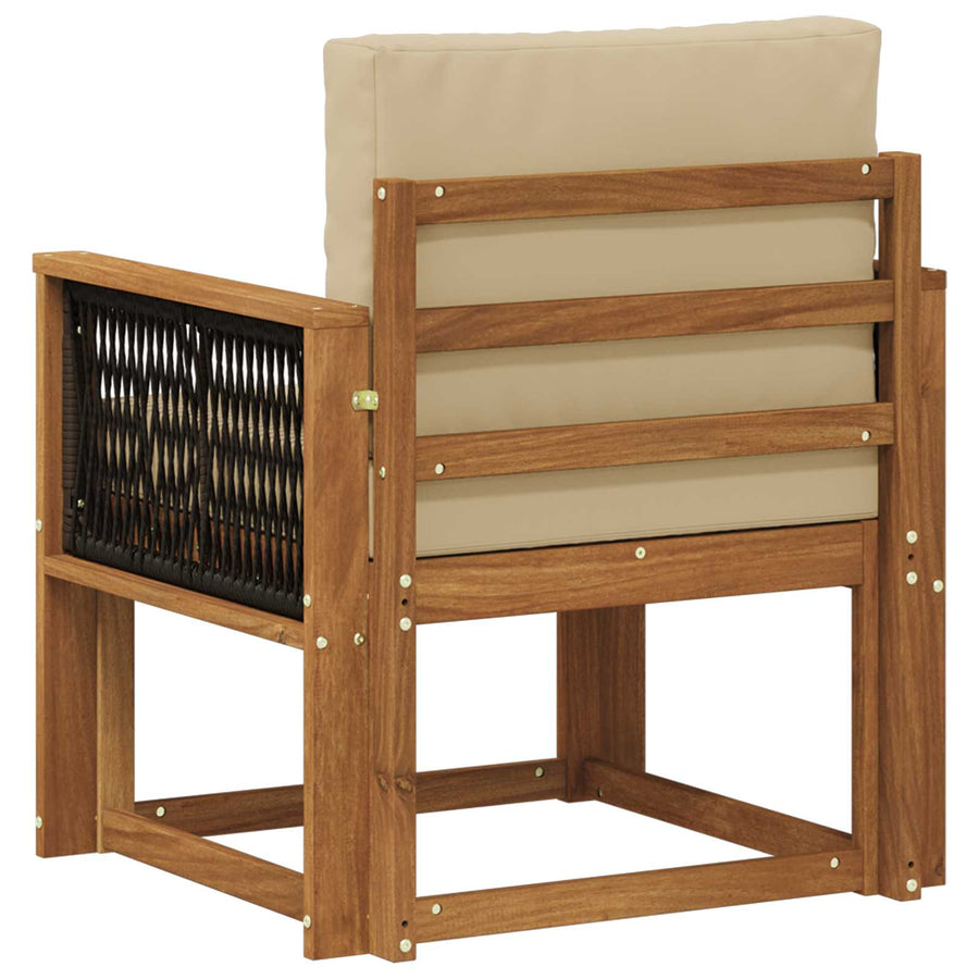 Buiten Midden Sofa Massief Acaciahout Naturel Zwart touw