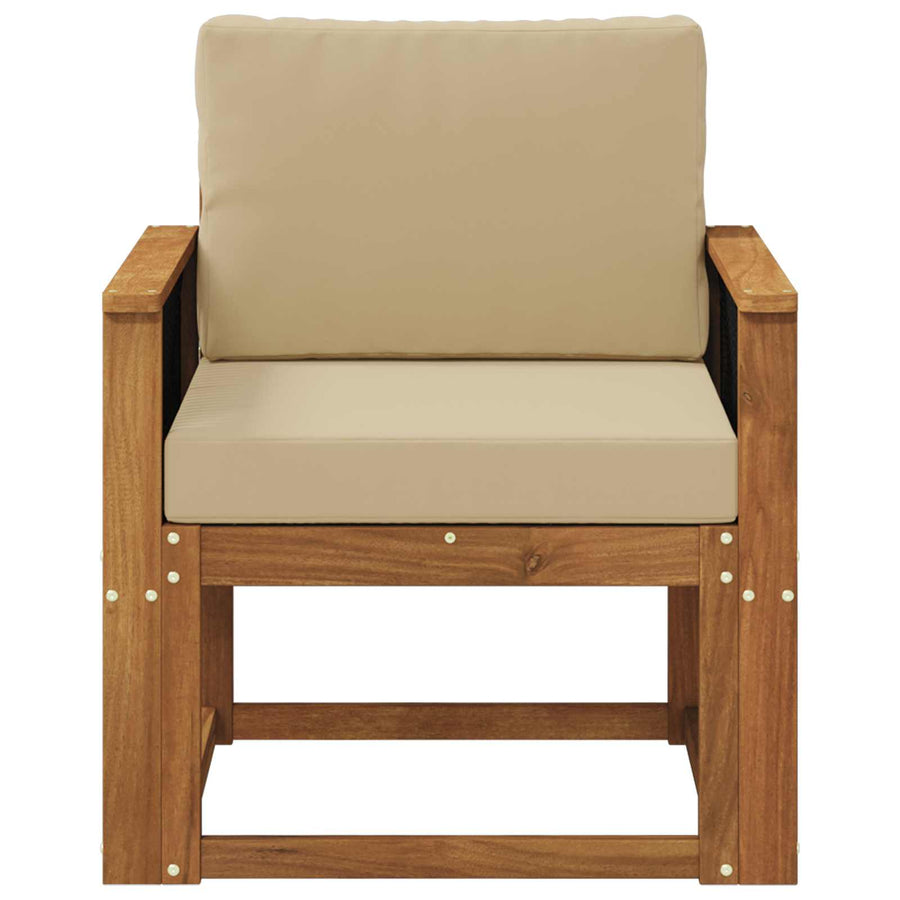 Buiten Midden Sofa Massief Acaciahout Naturel Zwart touw