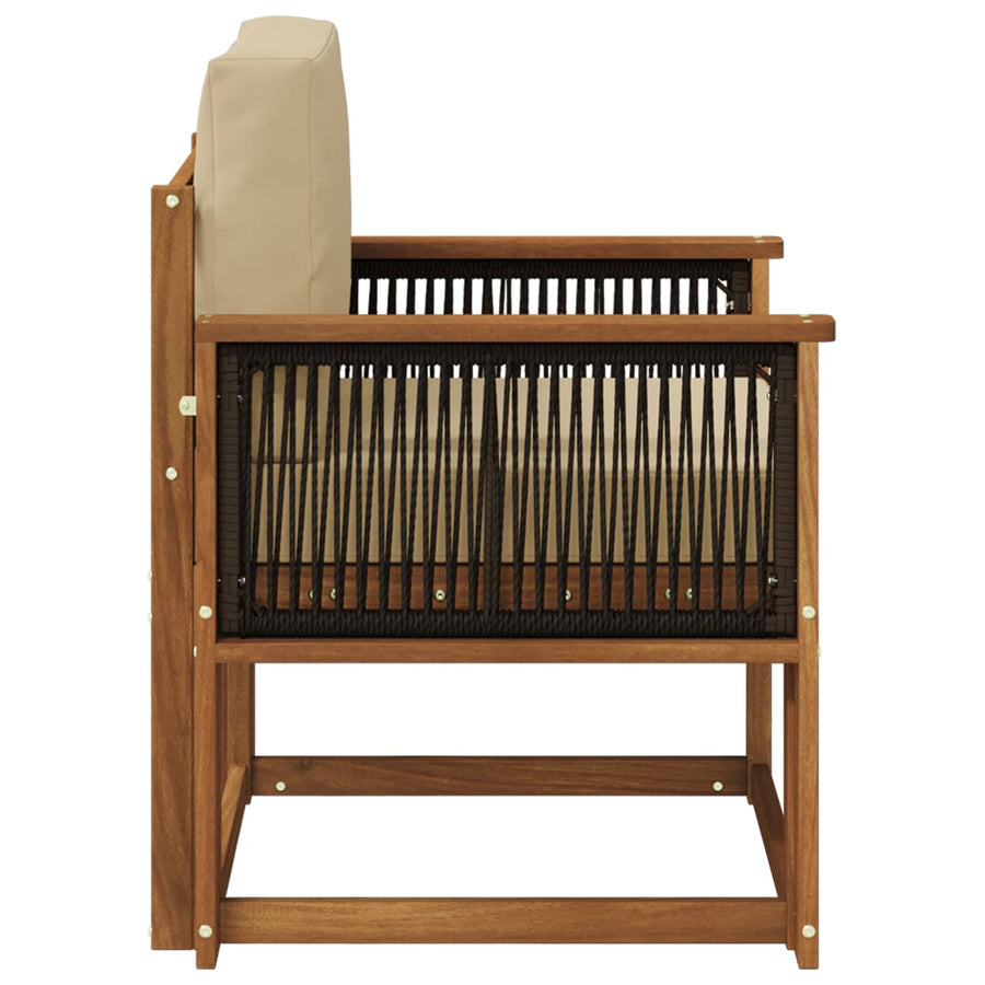 Buiten Midden Sofa Massief Acaciahout Naturel Zwart touw