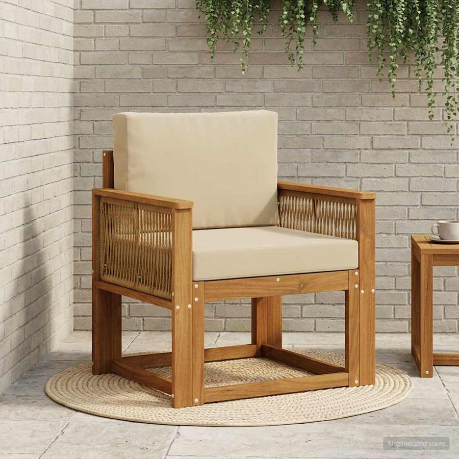 Buiten Midden Sofa Massief Acaciahout Naturel Koffie touw