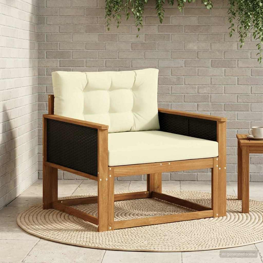 Buiten Midden Sofa Naturel Zwart riet